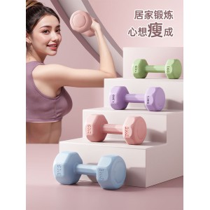 包邮小哑铃女士健身器材家用儿童包胶男士练臂肌壶铃瑜伽哑